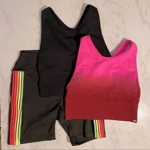 🥳NEW🥳Set of PINK Bras + Bike Shorts